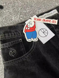 Yipinpay Clothes, Polar Boy Jeans, Original Gothic Hip-Hop Cartoon Embroidered Loose Jeans