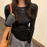 Yipinpay Version Of Chic Round Neck, Coloured Sleeves, Knitted Sweater, Autumn And Winter, A New Slim, Thin, Underwear Sweater