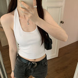 Sexy Neck Suspenders Vest Girls Summer New Korean Version Of Simple Slim Spicy Girls Wear Short Bottomed Tops