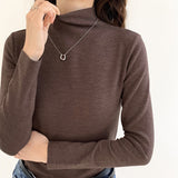 German Velvet Half-High-Necked White Bottomed Blouse In Autumn And Winter With A Standing Collar To Show A Thin And Thickened Frosted Blouse