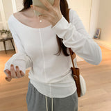 Yipinpay Girls' Long-Sleeved T-Shirt Women's New Solid-Color Bottomed Shirt With A Slim And Slim Design Blouse