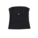 Yipinpay And Winter New Women's Wear Solid Color One-Word Collar Sleeveless Back Short Chest Spicy Girl Blouse