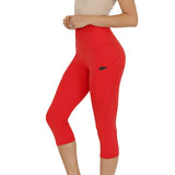 Yipinpay Women's Yoga Pants Large Size Seven Cents Trousers Pocket Solid Color High Waist Fitness Exercise Leggings