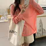 Sunscreen Shirt Mask Long-Sleeved T-Shirt Women's Summer Thin Loose Irregular Fork Bottom Air-Conditioning Blouse