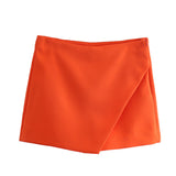 Yipinpay New Korean Version Of High Waist And Long Legs Asymmetrical Candy Colored Skirt Skirt Pants