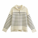 Yipinpay New Winter Sweater With Loose Stripes And Casual Sweaters