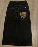 Yipinpay Men's Jeans Y2K Bag Vintage JNCO High-Quality Pattern Hip-Hop Street Leisure Men Harajuku Wide Legs