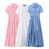 Yipinpay New Spring Style Spliced Dress With Belt Shirt 2240371