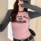 Yipinpay Spice Girl Vintage Long-Sleeved T-Shirt A New Autumn T-Shirt With A Round Collar And A Short Blouse