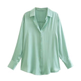 Yipinpay Spring Style New Spring Satin Texture Classic Shirt 7969046