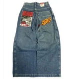 Yipinpay Baggy Jeans Y2K Original Hip-Hop Vintage Pattern Jeans Street Men Rest