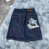 Yipinpay Shorts Y2K Pants Harajuku Hip-Hop Printed Baggy Denim Shorts Summer Neo-Gothic