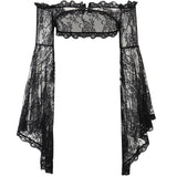 Yipinpay Dark Lace Stitching Blouse Femininity Sexy Hot Girl Shoulder Net Long-Sleeved Cardigan