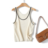 Yipinpay Basic Round Collar Sling Sleeveless Knitted T-Shirt In Spring