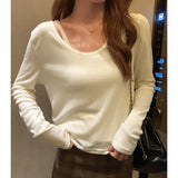 Goose Egg Collar Tencel Long-Sleeved T-Shirt Women Wear The New Soft Waxy Skin Bottoming Shirt In Spring