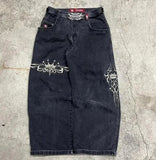 Yipinpay Men's Jeans Y2K Bag Vintage JNCO High-Quality Pattern Hip-Hop Street Leisure Men Harajuku Wide Legs