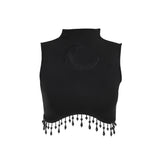 Yipinpay Summer 2024 New Vest Dark Wind Moon Chain Small High-Necked Sleeveless Top Girl