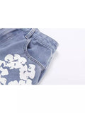 Yipinpay 2024 Men's And Women's New Street Fashion Printed High-Waisted Straight Tube Slim Jeans