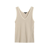 Yipinpay Spring Leisure Basic Color V-Collar Rib Vest