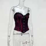 Yipinpay Dark Wind Design Sense Chest Vest Sexy Slim Lace Girdle Waist Show Thin Bandage Blouse