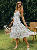 Yipinpay Summer New Chiffon Dress INS Elegant Lace-Up Swallow Tail Multicolor Dress