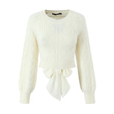 Yipinpay New Street Style Open-Back Knitted Sweater In Autumn Is Tied With A Bow.