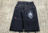 Yipinpay Shorts Y2K Hip-Hop Retro Skull Retro Denim Fitness Baggy Jeans Shorts