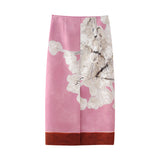 Yipinpay New Blended Printed Split Straight Skirt 2394119