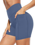 Yipinpay Shorts Tight Three-Point Pocket High-Waist Elastic Fitness Training Exercise Shorts
