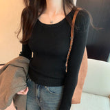 Yipinpay Slim Long-Sleeved Short-Style Sweater Autumn And Winter New Style Small People Look Thin Bottom Sweater Trend