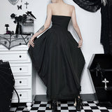 Yipinpay New WY23108 Autumn Dress Is Dark, Stylish, Sexy, Slim And Slim, And Goth Wears The Waist, Wears The Chest, Drags The Skirt.