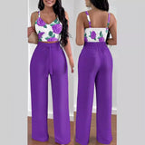 Yipinpay Independent Station Spring And Summer New Fashion Printing Suspenders To Attract 2-Piece Sets Of Trousers