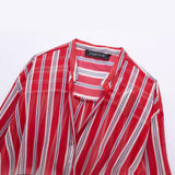 Yipinpay Spring Style Knot Striped Translucent Long-Sleeved Shirt 3333244