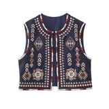 Yipinpay New Embroidered Round-Neck Cardigan In Summer And A Fashionable Short Vest