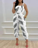 Yipinpay New Style Independent Station Fashion Braces Fashion Style Printed Conjoined Trousers Spot Girl