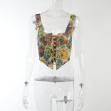 Yipinpay Jacquard Waist Vest 2024 Spring New Retro Style Broken Flower Embroidery Straps