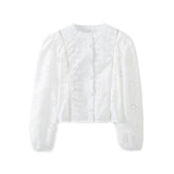 Yipinpay Spring New Women's Fashion Leisure Hollow Embroidered Shirt 8741047