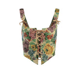 Yipinpay Jacquard Waist Vest 2024 Spring New Retro Style Broken Flower Embroidery Straps