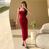 Yipinpay Spring And Summer Style Gentle Lady Socialite Style 2024 Temperament Basic Style Suspender Dress Woman