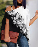 Yipinpay Plus-Size Women's Wear 2024 Summer New Fashion Off-Shoulder Casual Printed T-Shirt