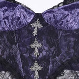Yipinpay Summer 2024 New Spicy Girl Vest Temperament Rose Compound Lace Purple Sling Girl