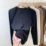 European Designer Round-Necked Long-Sleeved T-Shirt Women Slim In Autumn And Winter 2025 Look Thin With A Bottomed Blouse