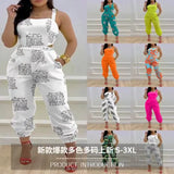 Yipinpay New Style Independent Station Fashion Braces Fashion Style Printed Conjoined Trousers Spot Girl