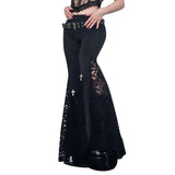 Yipinpay High-Waisted Lace Stitching Buttocks Micro-Trunks Dark Style Sexual Engraving Empty Spicy Girls Casual Pants