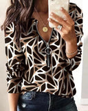 Yipinpay Independent Station Fashion Printed Zipper Long-Sleeved New Casual Blouse