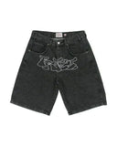 Yipinpay Shorts Y2K Hip-Hop Retro Skull Retro Denim Fitness Baggy Jeans Shorts