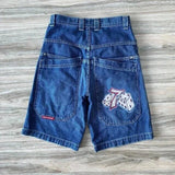 Yipinpay Shorts Y2K Hip-Hop Retro Skull Retro Denim Fitness Baggy Jeans Shorts