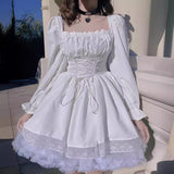 Yipinpay Lovely Sweet Bubble Sleeve Dress 2024 Spring Lace Lace Princess Dress