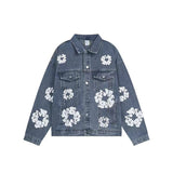 Yipinpay High Street Tide Card Letter Printed Loose Jeans Jacket Men's And Women's Same High Street Suit