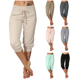 Yipinpay Women's Seven-Cent Pants, Leisure, Slim, High-Waisted Rope Pocket, Sports Pants, Fitness Training, Running Casual Pants